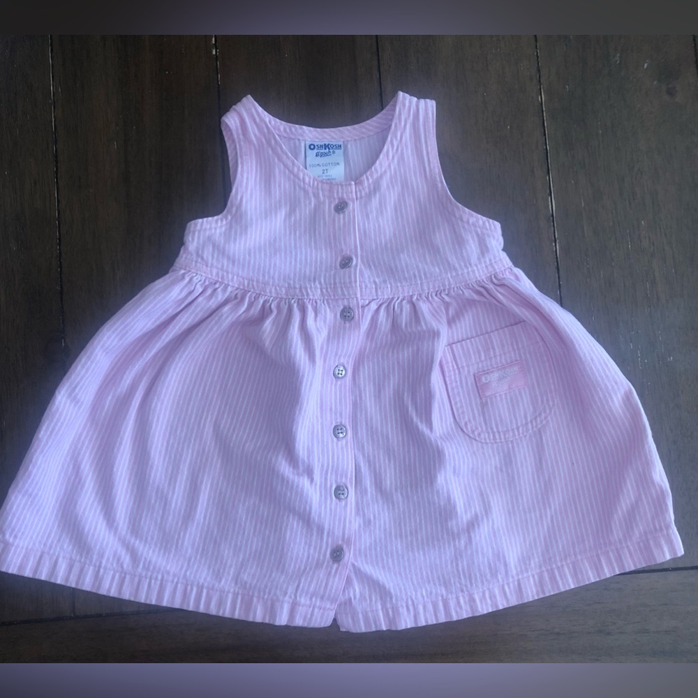 Vintage OshKosh B'gosh 
90’s Light Pink and White Striped Dress